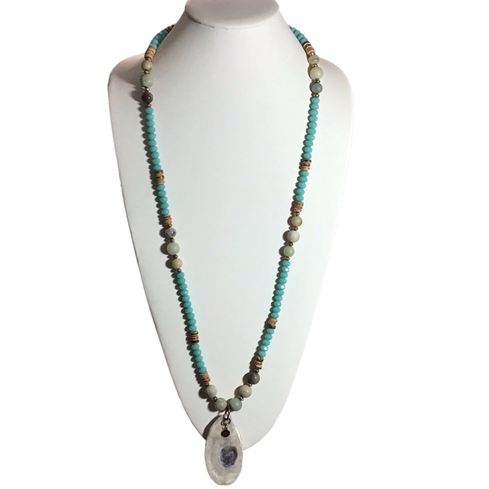 Oyster Shell Beaded Necklace Hand Crafted Original Natural Coastal 33:3